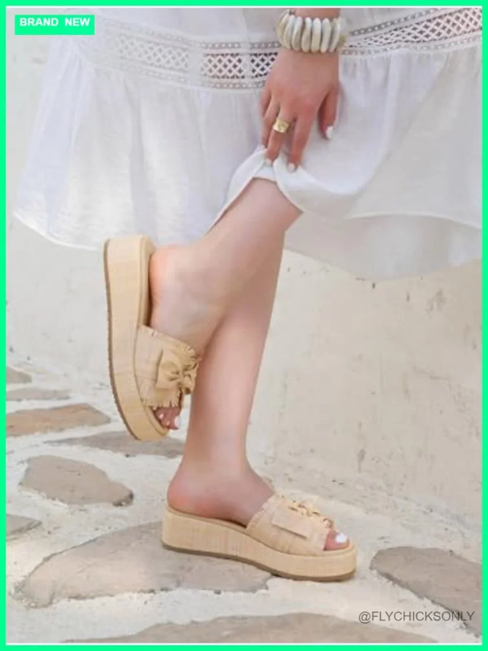 Women's Raffia Wedge Sandals Bow Open Toe Slip On Summer Beach Shoes